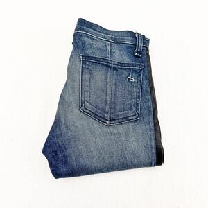 Rag & Bone Jeans Intermix Dark Wash Denim Jeans Leather Patch Size 24
